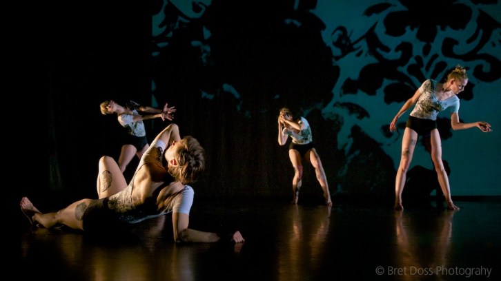Christin Call, Hannah Crowley, Natascha Greenwalt, & Marissa Quimby in 'when we were young II' choreographed by Zoe Scofield, costumes by Paul D. McKee, image © Bret Doss